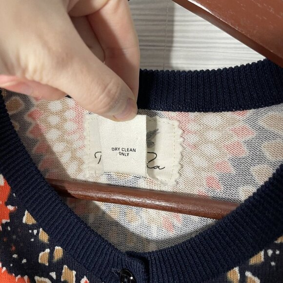 Tabitha Anthropologie Odval Art Deco Geo Print Button Up Cardigan Sweater M - Picture 5 of 8